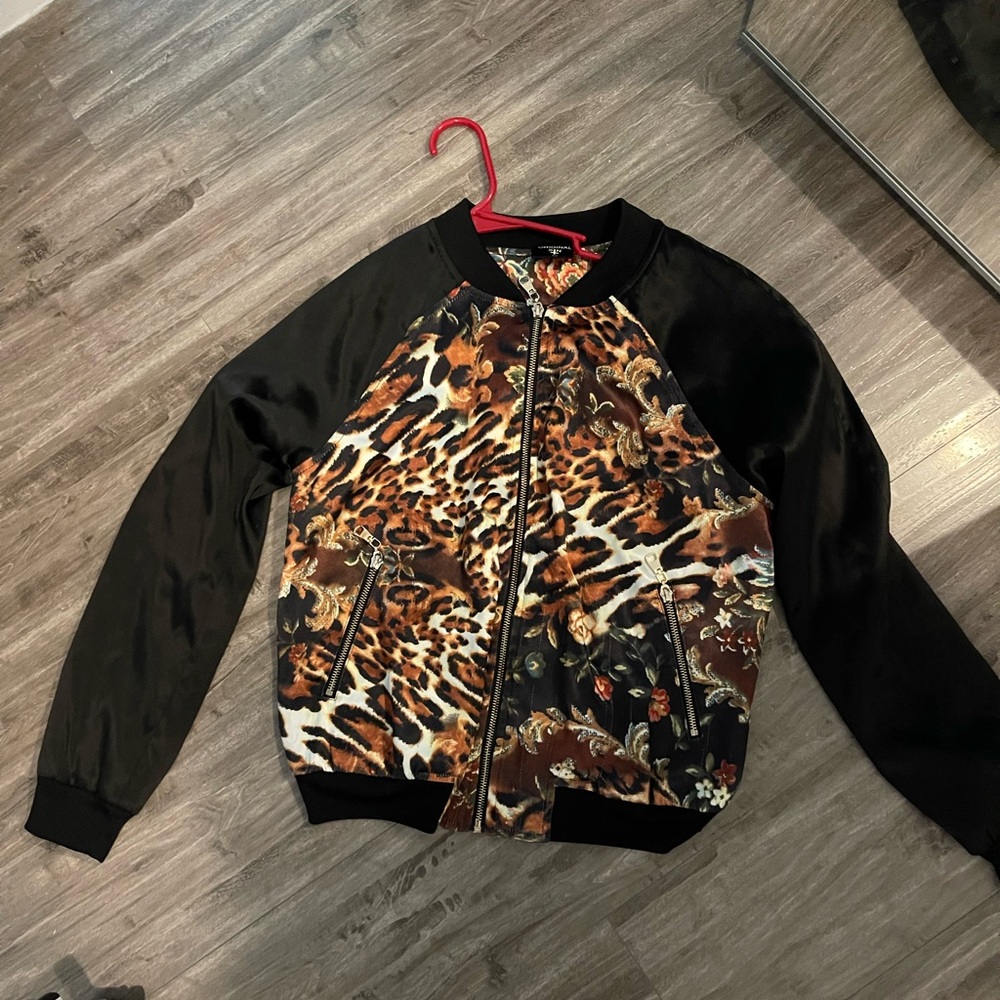 LF CHEETAH SILK BOMBER COAT
